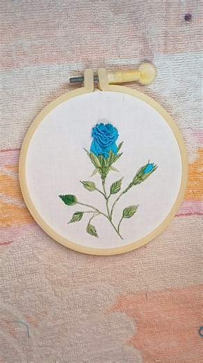 3d rose 🥀🩵🥀embroidery blue colour on custom stitch #youtubeshorts #3drose #embroiderydesigns #viral