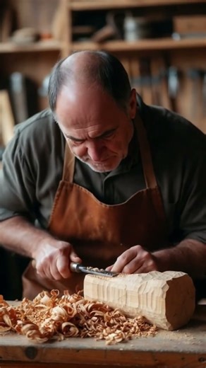 The process of carving wood quickly using simple chisels #shorts