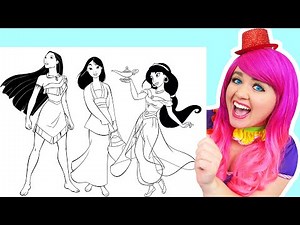 Coloring Princess Jasmine, Mulan & Pocahontas