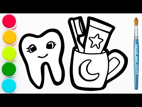 How to Draw a Teeth and Toothbrushes | Step by Step