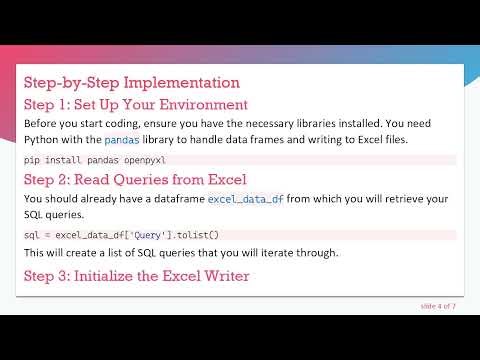 How to Write SQL Query Results to Separate Sheets in Excel Using Python and Pandas