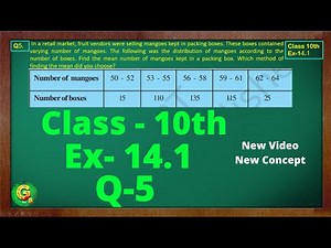 Ex 14.1 Q5 Class10 | Statistics | Class10 Math | Class10 Ex 14.1 Q5 | Green Board Classes