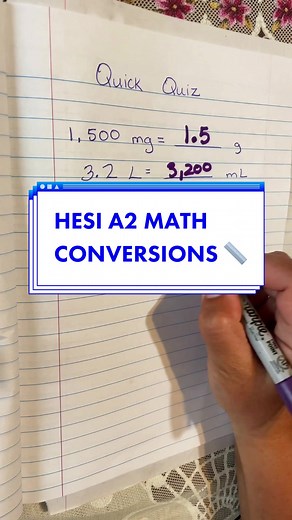 Practice your CONVERSIONS for the HESI A2 Entrance Exam Math Section with me #hesia2 #hesiexam #prenursingnotes #prenursingmajor #prenursingstudents #prenursingstudent #prenursingschool #hesia2math #hesia2help #atiteas #metricconversions #conversions