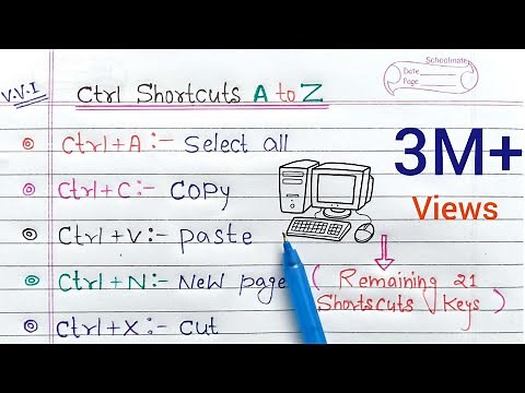 ctrl A to Z shortcut keys | CTRL Shortcut Keys of Computer