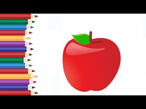 Red Apple coloring | how to color| Fruit coloring| kids coloring fun| art | Red Apple coloring pages