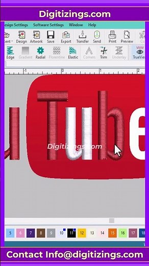 🎯 🟥YouTube Logo Digitizing for Embroidery |🔴 Step-by-Step Tutorial😍 #youtubeshorts #youtubelogo
