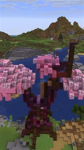 Custom Cherry Tree Build! #shorts #minecraft #customtree #smp