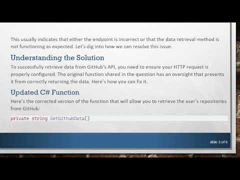 How to Get Data from GitHub for a User Using REST API in C#