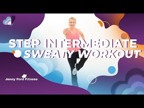 Super Sweaty Step Aerobics | At Home Workout with Four Combos | Intermediate | Fun Choreography