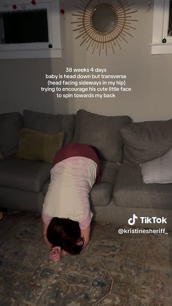 My attempt at Forward Leaning Inversion 😅 hold 30 seconds - 1 minute, 1-2x/day #pregnant #38weekspregnant #spinningbabies #birthprep #laboranddelivery