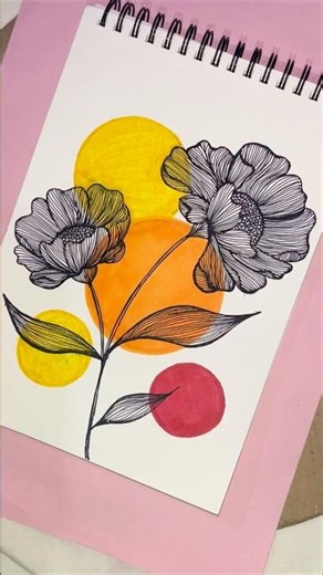 LINE ART✨| How to make easy line art💛🧡❤️#art #lineart #drawing