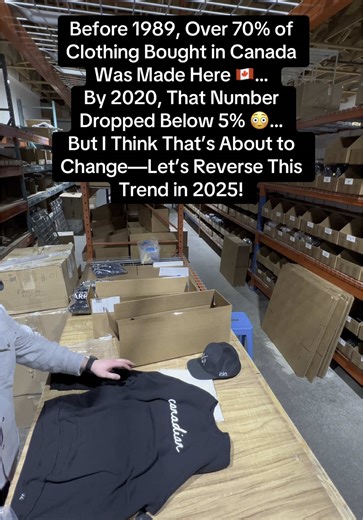 This stat blows my mind. 📉 According to StatsCan, before 1989: Over 70% of clothing bought and sold in Canada was actually made in Canada. 📉 By 2020: Less than 5% was still made here. 📈 In 2025 and beyond? I think we’re going to see that number start to rise again. More people are realizing the importance of supporting Canadian-made, checking their labels, and choosing quality over fast fashion. Let’s keep this momentum going. Let’s bring Canadian manufacturing back. Drop a 🇨🇦 in the commen