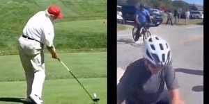Trump mocks Biden with fake video of him knocking the president off bike with a golf ball