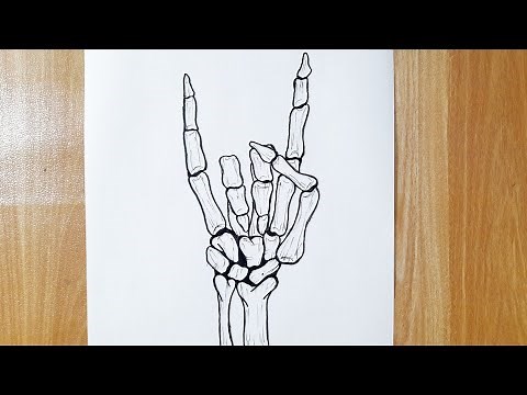 How To Draw A Rock and Roll Skeleton Hand || Skeleton Drawing || Tattoo Drawing