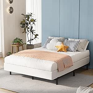 Full Box Spring, 5 Inch Heavy Duty Metal Frame Mattress Foundation with Cover, Easy Assembly, Noise Free, Non-Slip