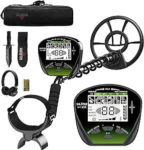DR.ÖTEK Metal Detector for Adults Waterproof, Professional Gold Detector Kit with Higher Accuracy, 10" IP68 Coil, 5 Modes, Backlight LCD Display, Advanced DSP Chip for Beach Underwater Hunting, Green