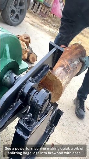 The process of Splitting Wood with a Log Splitter