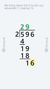 Long Division: 596 divided by 2 | Step-by-Step Math Lesson for Kids & Beginners