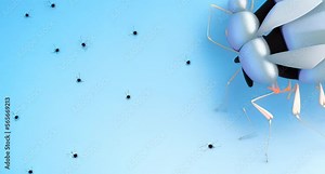 2D insect bugs flying around blue sky backdrop zooming animation