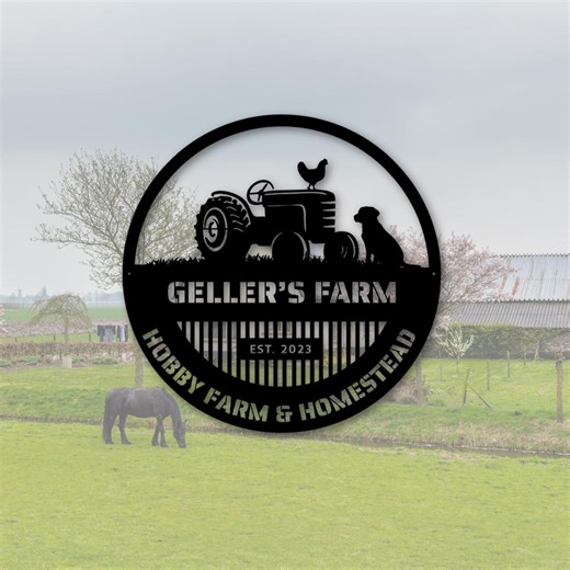 Personalized Metal Farm Sign, Farmhouse Tractor Decor, Outdoor Ranch, Barn Sign, Farmer Gift - Etsy