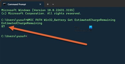 How to check Battery level using Command line in Windows 11