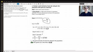 Statistics: Point estimate for population mean and population standard variation.