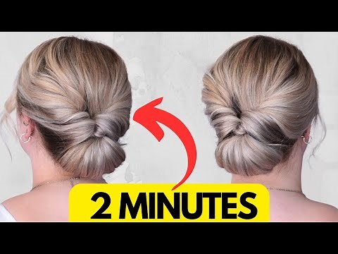 EASY 2 Minute rolled chignon bun hair tutorial