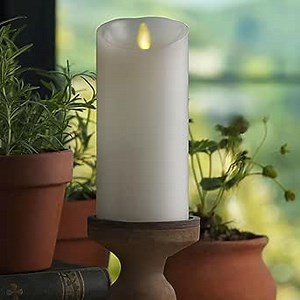Luminara - Flameless LED Battery Operated Flickering Pillar Candles - White - Pack of 1-3x6.5 - Realistic Moving Flame Real Wax Indoor/Outdoor Decor