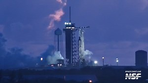 Twilight static fire test of the Falcon 9 B1083, ahead of the Polaris Dawn crewed launch, currently scheduled for Tuesday, August 27 at 3:38 a.m. ET/ 7:38 UTC from the historic LC-39A at the Kennedy Space Center. | NASASpaceflight.com