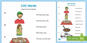 CVC Words Reading Worksheet
