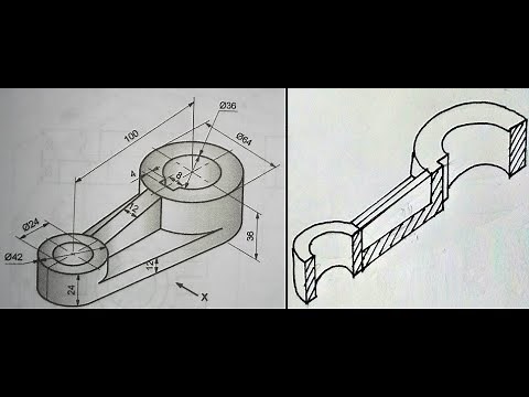 (9.3) Practice of Sectional Views (Full Sectioning-2)
