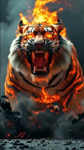 🔥 TIGER ON FIRE! Ferocious Big Cat Animation Loop 4K #shorts #vfx #animatedwallpaper