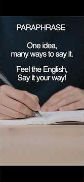 PARAPHRASE: One idea, many ways to say it.┃ #englishreading #easyenglish #easyenglisheveryday