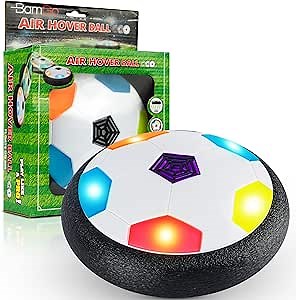 Kids Hover Soccer Ball | Flashing Colored LED Lights | Smooth Surfaces | New Football Toy, Indoor Battery Operated Air Floating Hovering Disc | Girls & Boys, Soft Foam Bumpers, Ages 3-13