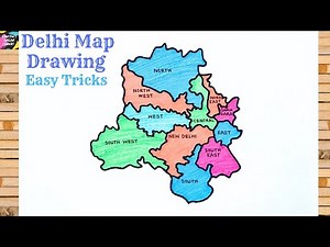 Delhi Map Drawing with Districts | Easy Step-by-Step Tutorial for Students