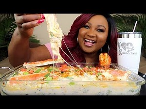 KING CRAB + LOBSTER DESHELLED SEAFOOD BOIL MUKBANG DRENCHED IN ALFREDO SAUCE