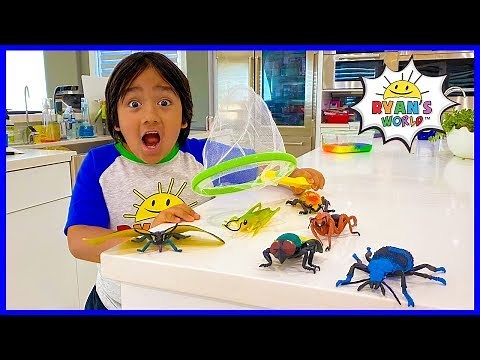 Ryan's Bug Catching at home Pretend Play and Learn Insect Facts for kids!