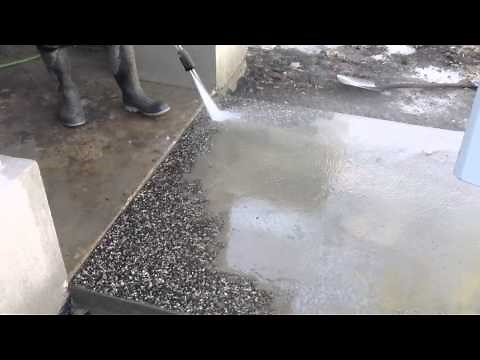 Washing exposed aggregate concrete (Elcon)