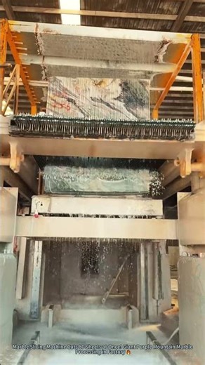 Marble Slicing Machine Cuts 80 Sheets at Once! Giant Purple Mountain Marble Processing in Factory 🔥