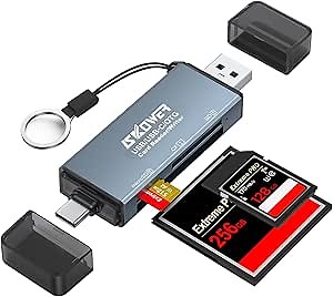 CF Card Reader USB C, CF/SD/TF Memory Card Reader Adapter for CFI/CFII/TF/SD/Micro SD/SDHC/SDXC/MMC/RS-MMC Compact Flash Card Reader for MacBook Pro/Air Android Galaxy Laptop