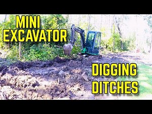 Digging a Drainage Ditch with a Mini Excavator