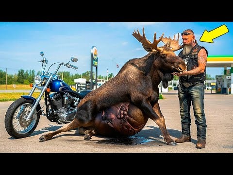 Bikers Risks it All to Help a Giant Moose with a Massive abscess; the Ending will surprise you