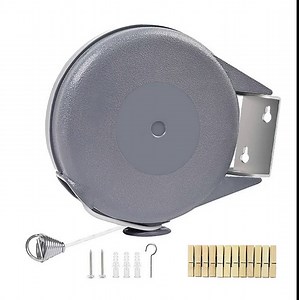 Retractable Clothesline - Portable Heavy Duty Indoor and Outdoor Washing Line - 40 Feet Retracting Clothes Line with Wall Mount Hang The Wet Dry Clothing Laundry - Easy Installation (Grey)