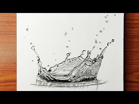 How to Draw Realistic Water Splash Sketch | Step by Step Water Drop Drawing | 3D Art for Beginners