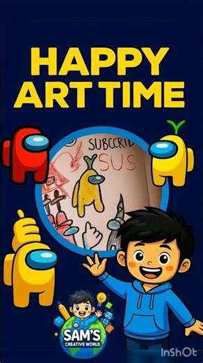 Can YOU Draw Among Us with Sam? 💛 Fun & Easy Kids Art Challenge! #Shorts