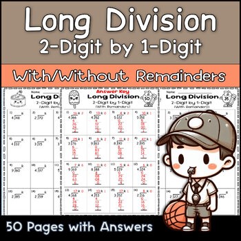 Long Division Worksheets – 2-Digit by 1-Digit with/without Remainders