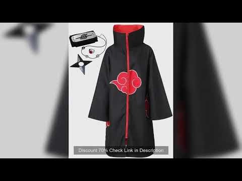 Akatsuki Uchiha ltachi Cloak for Kids Adult Long Black Robe Halloween Cosplay Costume with Accessori
