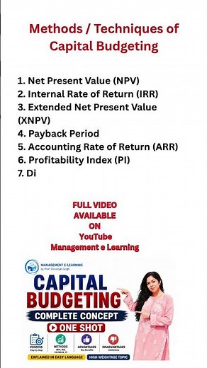 method / techniques on capital budgeting