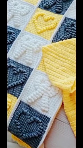 Crochet Project: Heart Patterns in Yellow and Blue
