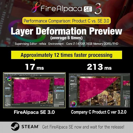 🔥 FireAlpaca SE 3.0 – See the Difference! 🔥 🔄 Instant Deformation Layer Preview! #Steam